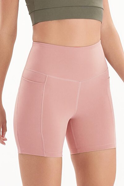 josejuan Pantaloni scurti de sport pentru femei, cu talie înaltă, cu buzunare duble, 7109