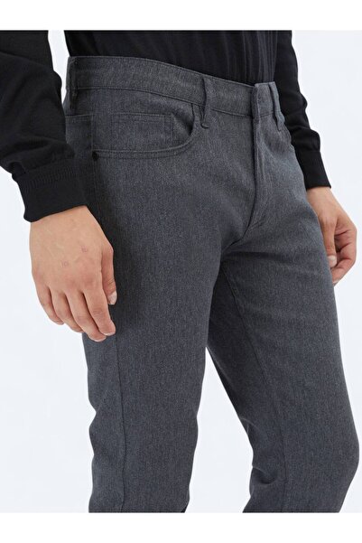 Kip Antrasit Dokuma Slim Fit Casual Pamuk Karışımlı Pantolon