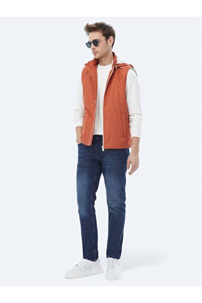 Kip Σκούρο πορτοκαλί καζουαλ υφαντό αθλητικό γιλέκο με κουκούλα κανονικής εφαρμογής
