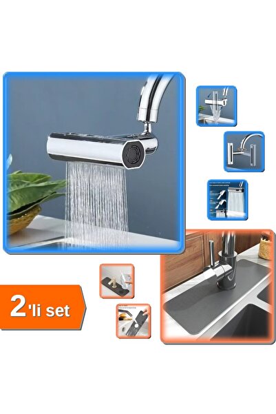 HerEveOyuncak Musluk Başlığı 360 Derece Döner ve Su Emici Lavabo Kenar Matı 2...