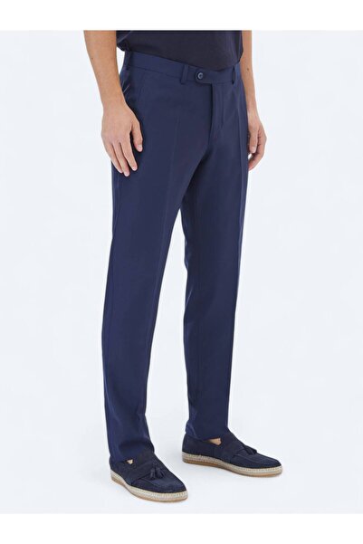 Kip Saks Düz Dokuma Fitted Fit Klasik Yün Karışımlı Pantolon