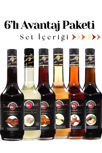 FO 6'lı Avantaj Paketi Çikolata Beyaz Çikolata Karamel Vanilya Fındık Tuzlu Karamel Şurubu