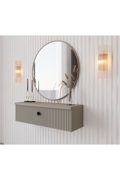 enwood MİMOSA KUM TAŞI RENGİ MDF DUVARA MONTE KAPAKLI DRESUAR( 69 cm )