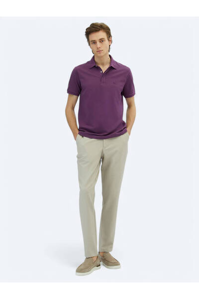 Kip Μωβ μονόχρωμο μπλουζάκι με γιακά πόλο 100% βαμβάκι