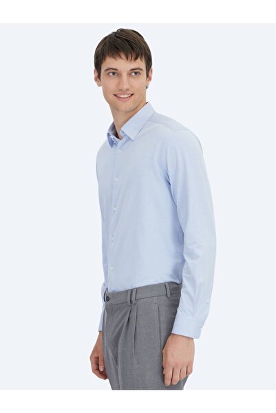 Kip Μπλε πουκάμισο από βαμβακερό μείγμα αθλητικού τύπου Regular Fit