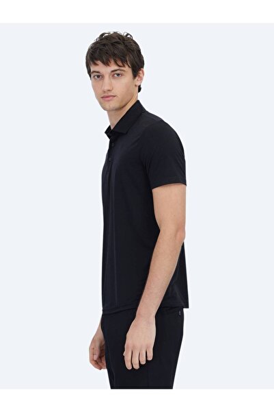 Kip Black Plain Polo Neck T-Shirt