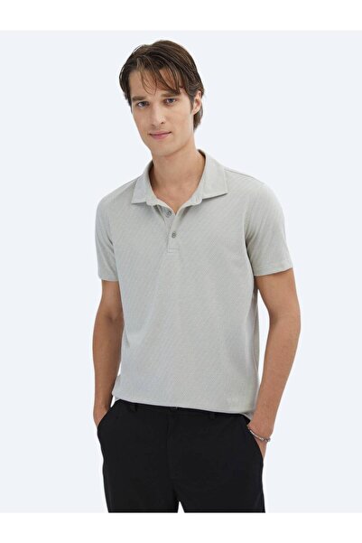 Kip Açık Haki Desenli Polo Yaka T-Shirt