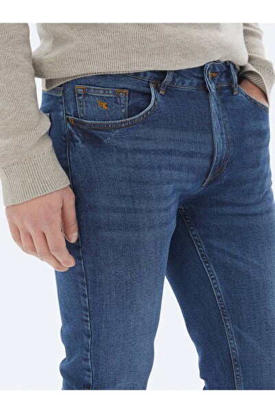 Kip Lacivert Slim Fit Denim Pamuk Karışımlı Pantolon
