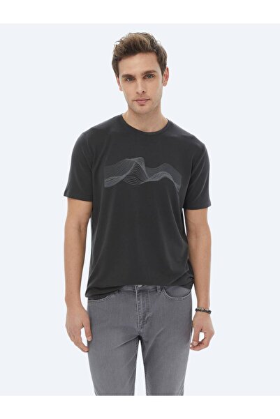 Kip Μπλουζάκι με λαιμόκοψη με ανθρακί στάμπα