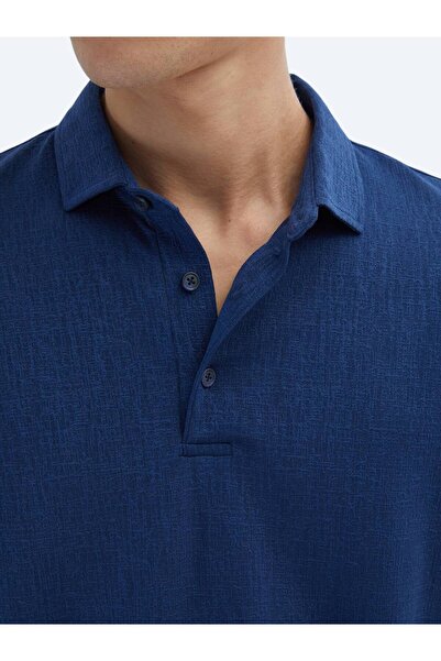 Kip İndigo Jakarlı Polo Yaka T-Shirt