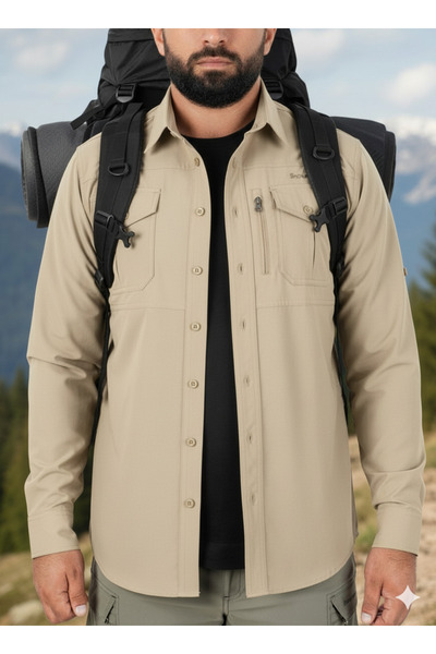 SNOWMOUNT Outdoor Likralı Hava Alır 4 Mevsim Likralı Trekking Taktikal Bej Gö...