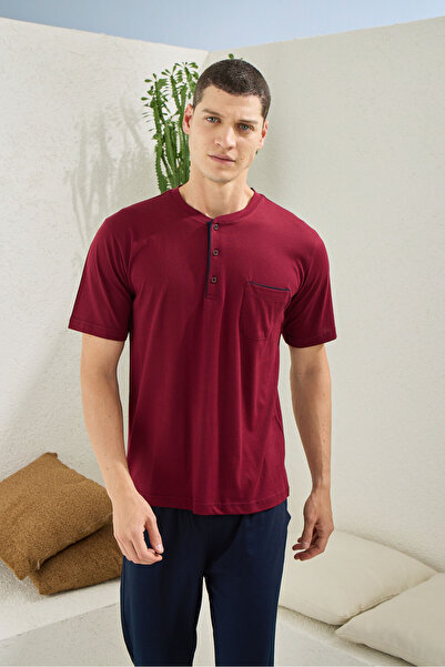 KLY طقم بيجامة صيفي بأكمام قصيرة للرجال