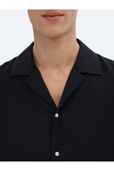 Kip Black Plain Oversize Fit Woven Casual Shirt