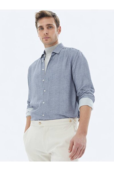 Kip Синя тканина з візерунком, прямий крій, повсякденна сорочка