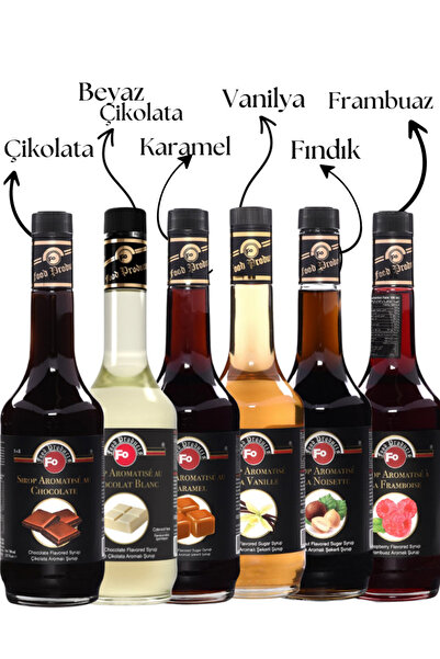 FO 6'lı Avantaj Paketi Çikolata Beyaz Çikolata Karamel Vanilya Fındık Frambuaz Şurubu 70cl