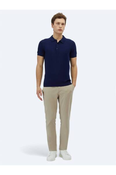 Kip Синій поло з коміром, прямий трикотаж