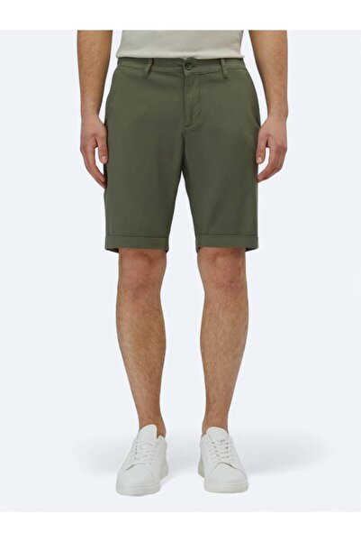 Kip Χακί Απλό Ύφανση Slim Fit Casual Βαμβακερό Μικτό Βερμούδα