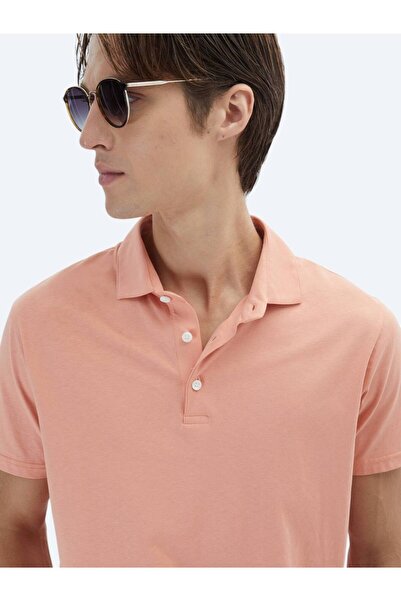 Kip Salmon Plain Polo Neck 100% Cotton T-Shirt