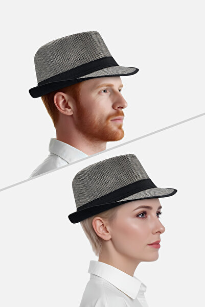 Milleniva Summer Straw Gray Panama Trilby Hat
