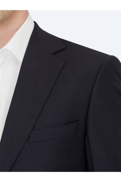 Kip Navy Blue Straight Modern Fit Wool Blended Suit