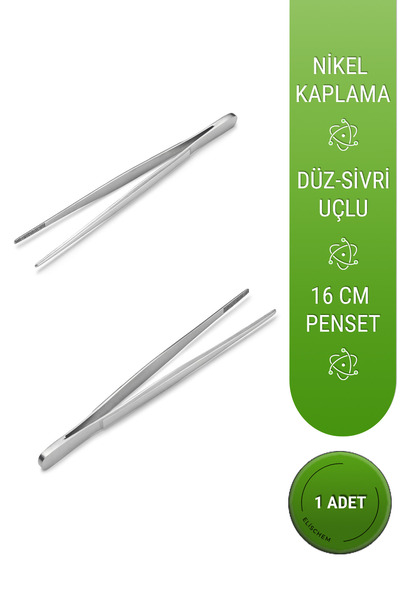 elischem Penset 16 cm Düz - Sivri Uçlu Nikel Kaplama