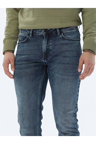 Kip Lacivert Slim Fit Denim Pamuk Karışımlı Pantolon
