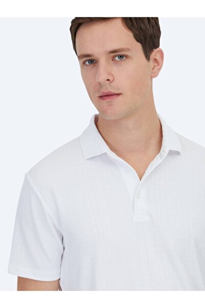 Kip Біла жакардова футболка з поло-коміром