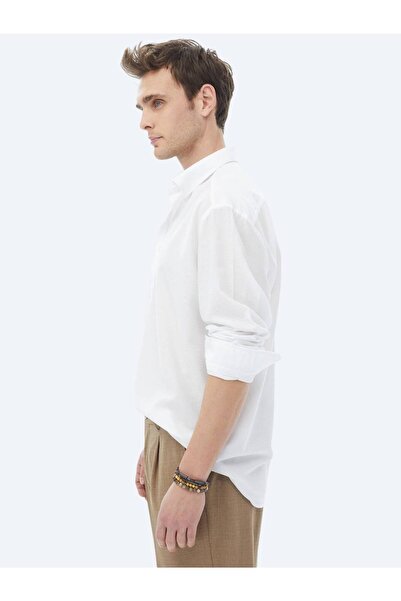 Kip Cămașă albă țesătă casual cu ajustare normală
