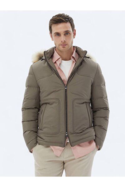 Kip Mink Regular Fit Hooded Casual Woven Coat