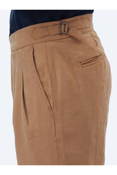 Kip Açık Kahve Dokuma Carrot Fit Casual Pantolon