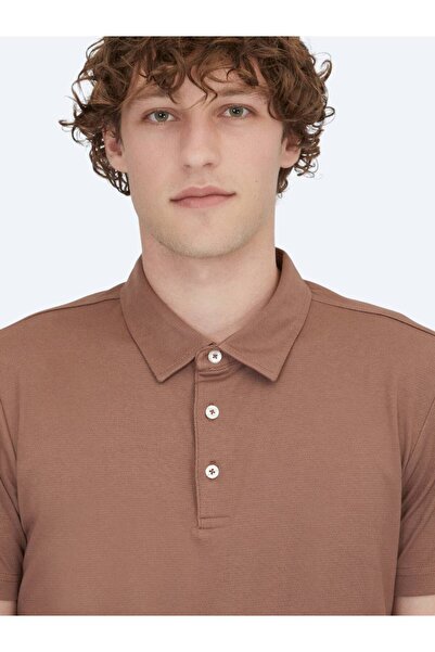 Kip Μπλουζάκι με γιακά Polo καφέ από βαμβακερό μείγμα