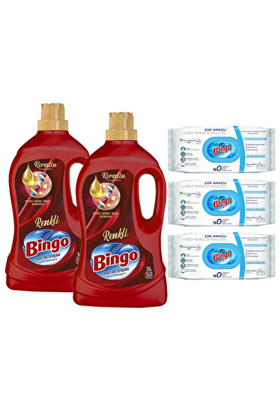 Bingo Renkli Matik Sıvı Çamaşır Deterjan x2, Bingo Yüzey Temizlik Havlusu Beyaz Sabun x3