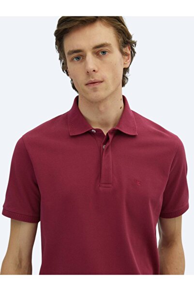Kip Plum Plain Polo Neck 100% Cotton T-Shirt