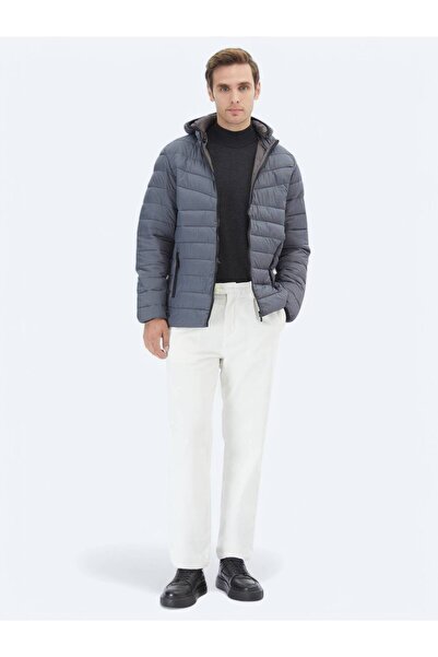 Kip Gri Regular Fit Casual Dokuma Mont