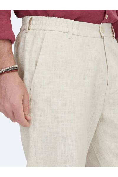 Kip Παντελόνι από βαμβακερό μείγμα Casual Jogging Fit Ecru Woven