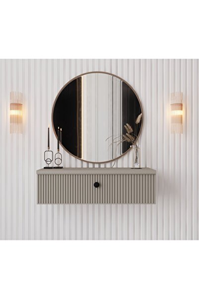 enwood MİMOSA KUM TAŞI RENGİ MDF DUVARA MONTE KAPAKLI DRESUAR( 69 cm )