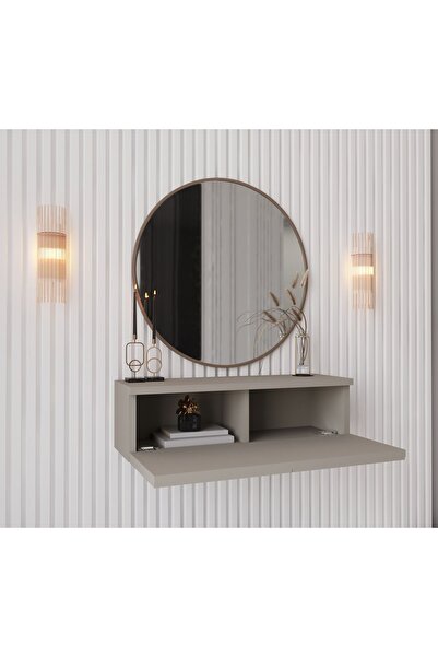 enwood MİMOSA KUM TAŞI RENGİ MDF DUVARA MONTE KAPAKLI DRESUAR( 69 cm )