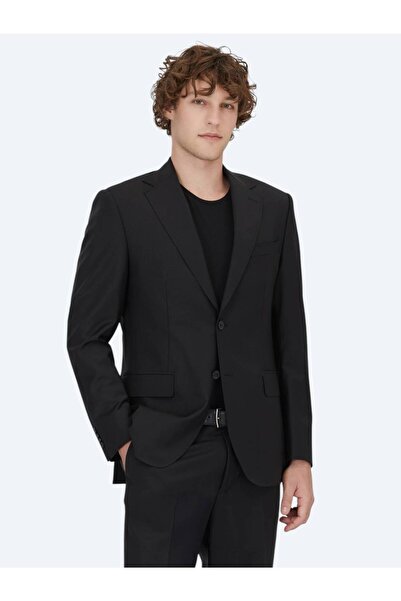 Kip Siyah Modern Fit Yün Karışımlı Takım Elbise
