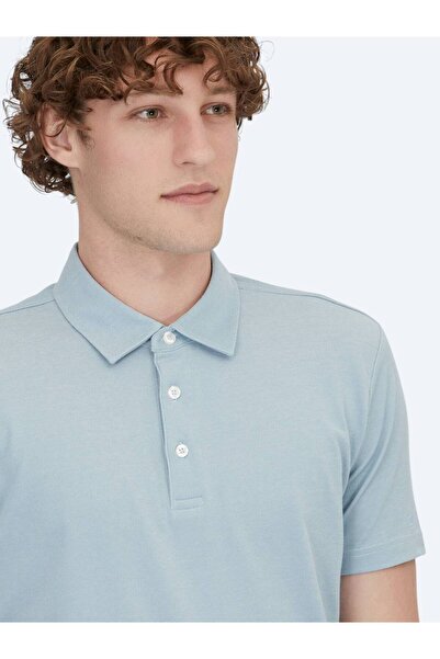Kip Μπλουζάκι με γιακά Polo γαλάζιο βαμβακερό μείγμα
