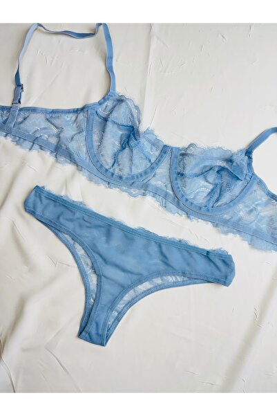ROZENİN LINGERIE Bebe Mavi Soft Dantelli Bralet Takım