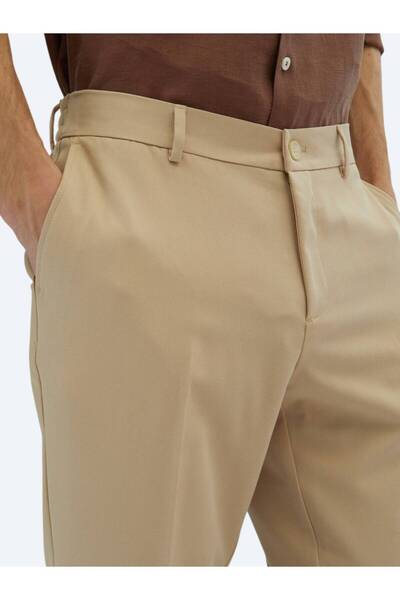 Kip Bej Dokuma Jogging Fit Casual Pantolon