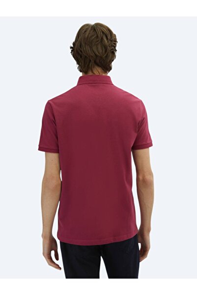Kip Plum Plain Polo Neck 100% Cotton T-Shirt