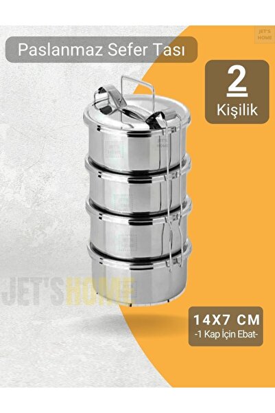 Jet's Home 4-Piece Travel Bowl 14X7 cm Food Carrying Container Stainless Steel No 2 Capacity 2 Persons