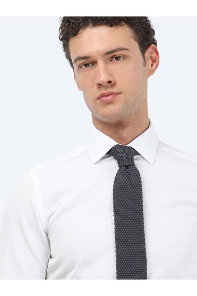 Kip Κλασικό λευκό πουκάμισο με λεπτή εφαρμογή από βαμβακερό μείγμα