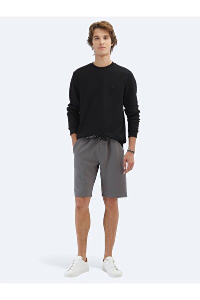 Kip Siyah Bisiklet Yaka Sweatshırt