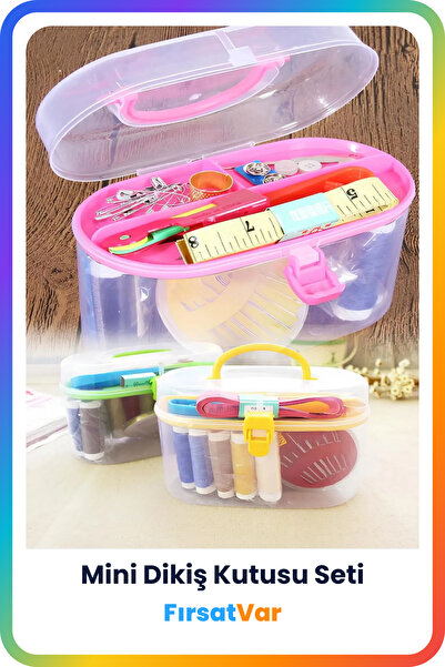 FırsatVar Dikiş Kutusu Mezura Iplik Iğne Dikiş Seti Seyahat Tipi Taşınabilir ...