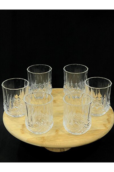 isra kristal Crystal Cut Patterned Glass Soft Drink Glasses Set of 6 - Luxury Water and Beverage Glasses