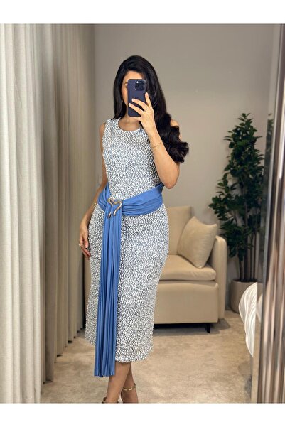 SELSAL Pearl midi dress with a delicate belt