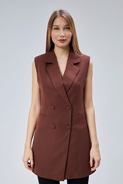 Bolivente Vestă lungă țesătă la două piept pentru femei