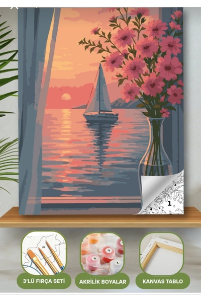 Denic Hobi Sayılarla Boyama Seti 40x50 Cm (Çıtalı) Fırça Boya Dahil Numaralı ...